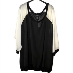 TORRID - Womens Black & White Raglan 3/4 Sleeve Blouse - NEW - Size 3X